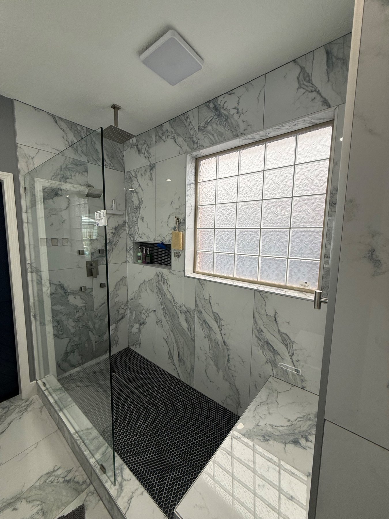 Completed custom shower from alternate angle